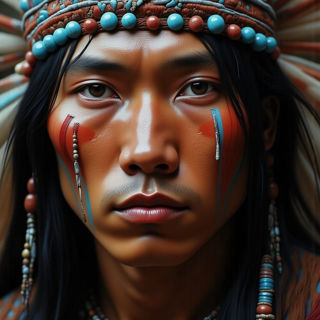 Native American Portrait Close-up