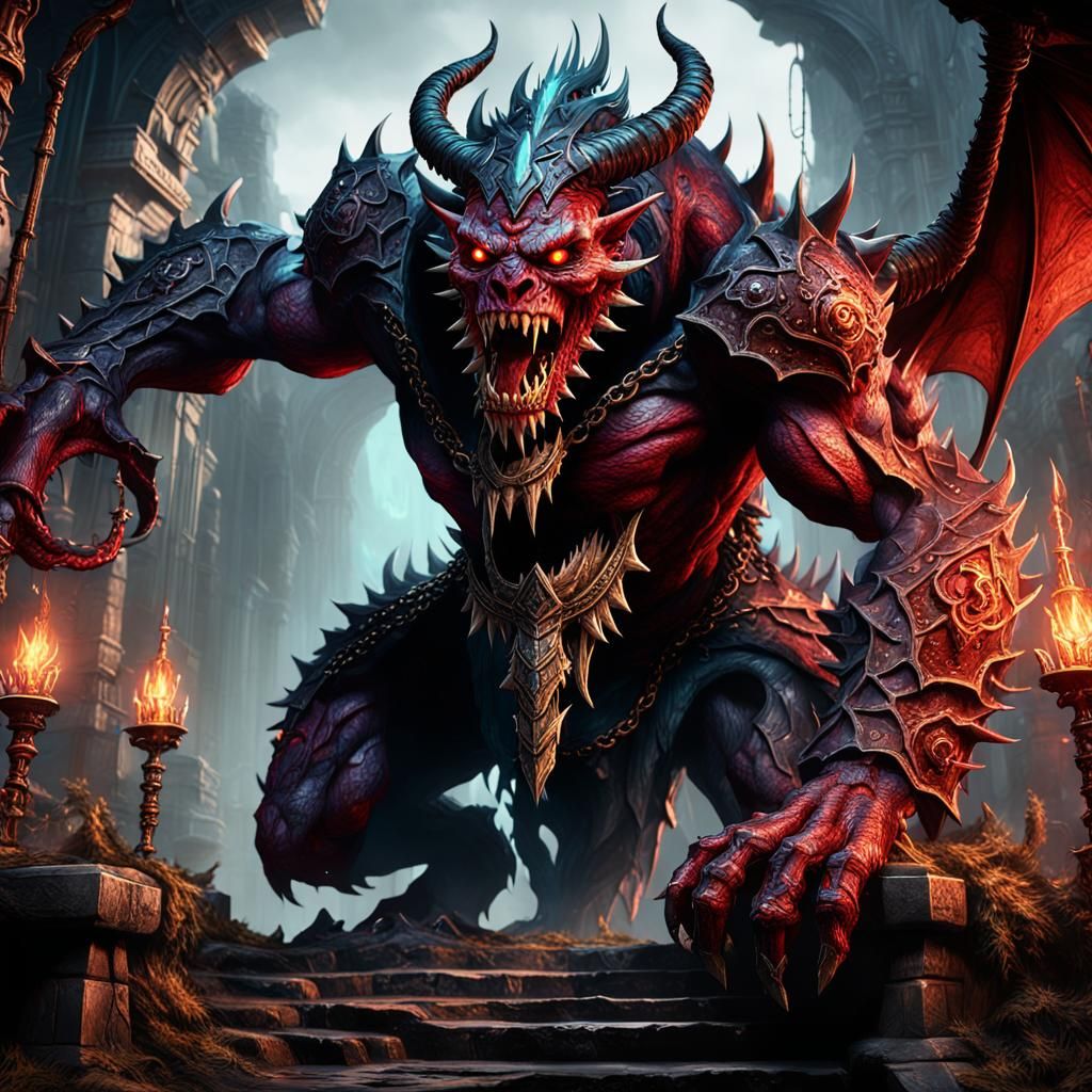 Chain Devil: Detailed Matte Painting in Fantasy Art Style