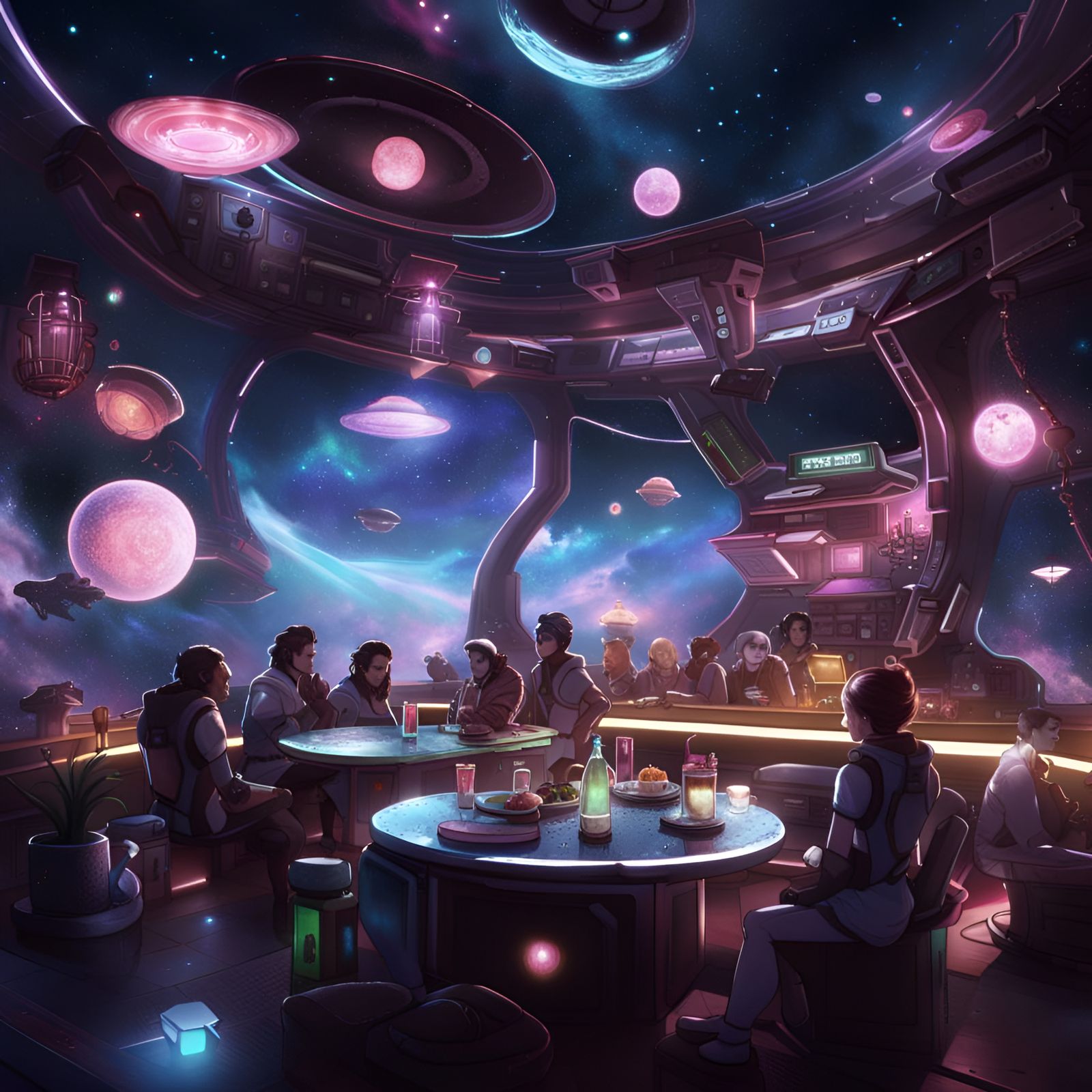 Intergalactic Teahouse in Andromeda Galaxy: Digital Art