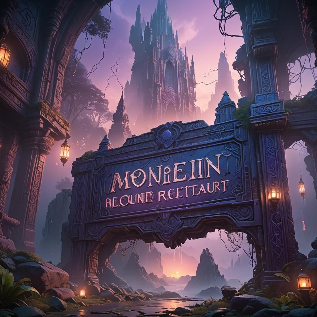 Fantasy Resource Sign with Neon Lights, Artstation