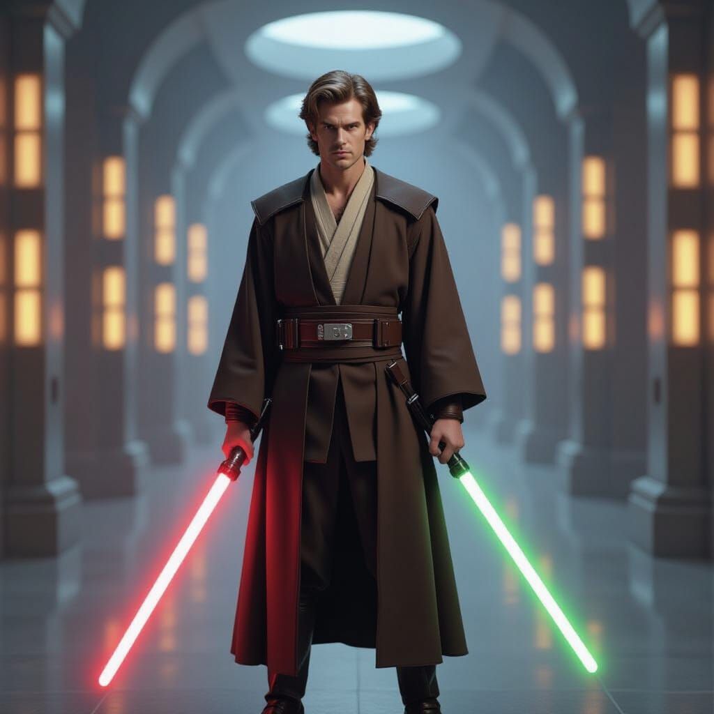 Andrew Garfield as Jedi Knight in Dimly Lit Corridor