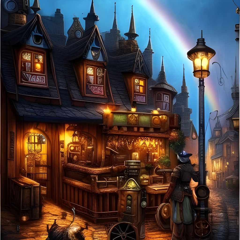 Mechanical Medieval Inn with Steampunk Elements