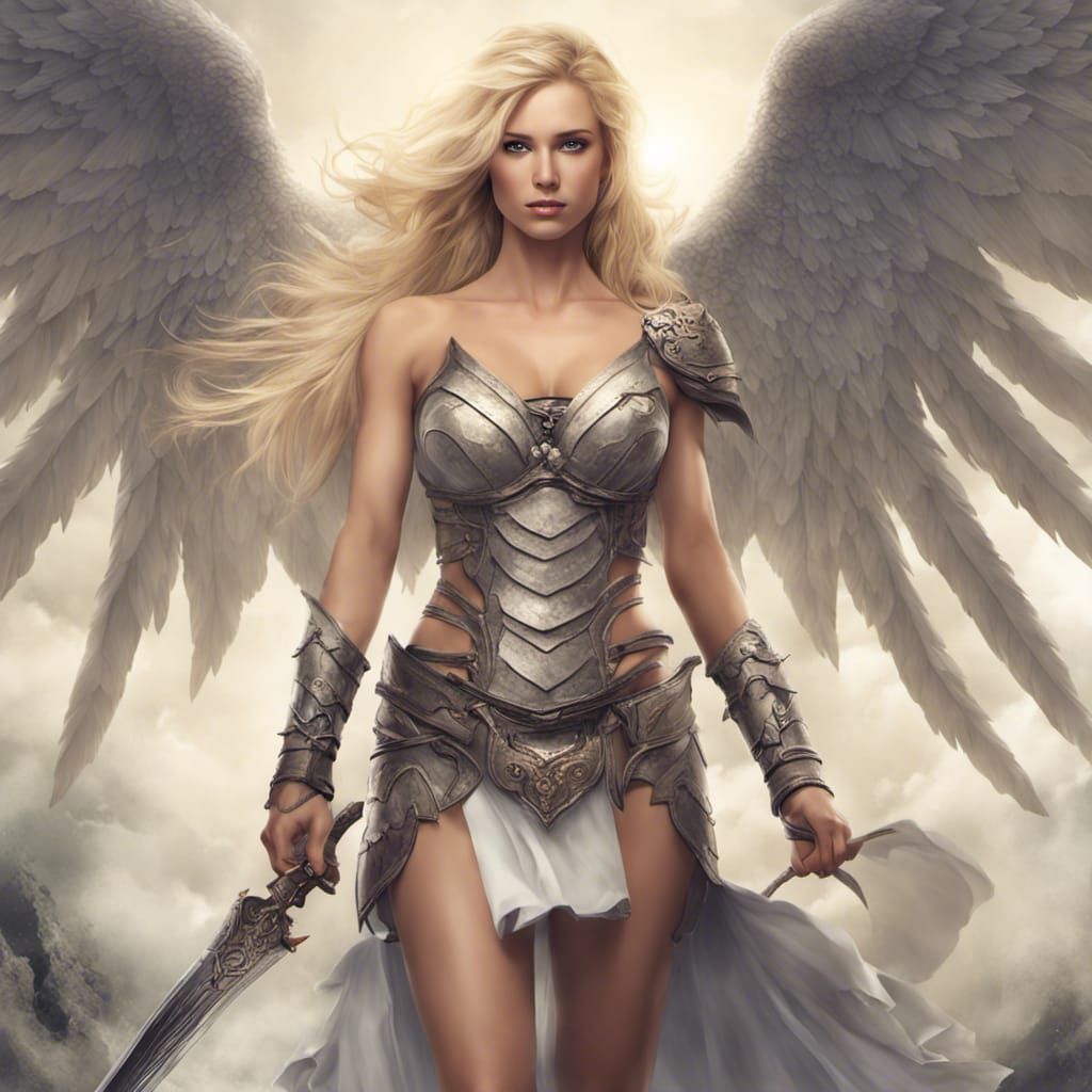 Blonde Angel Warrior Woman Portrait