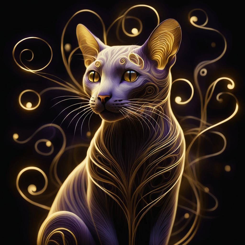 Mystical Cat Composed of Mice in Surreal Style