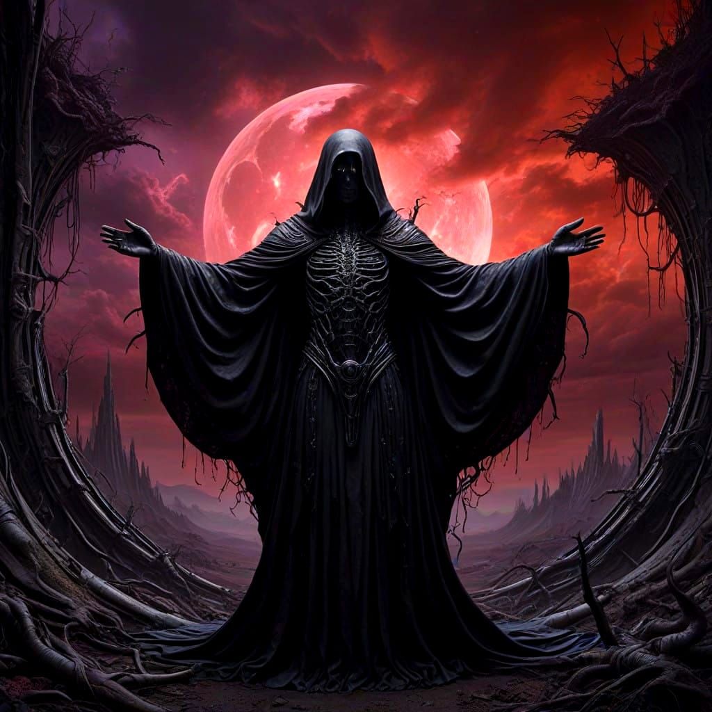 Cosmic Deceiver in Crimson Haze