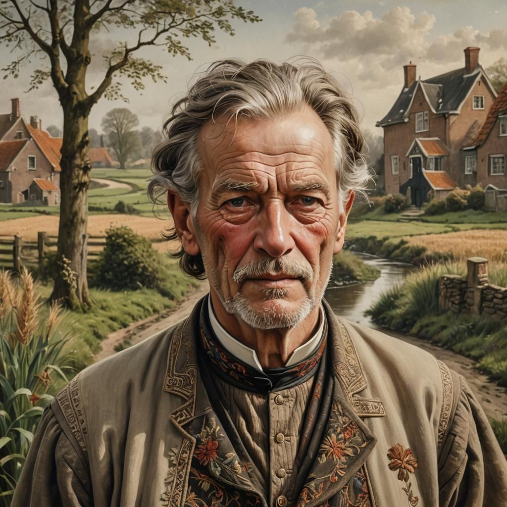 Dutch Man Portrait in Traditional Style