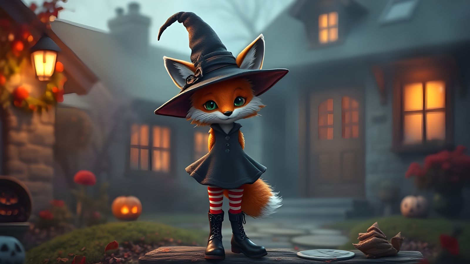 Whimsical Fox Witch in Digital Art Style