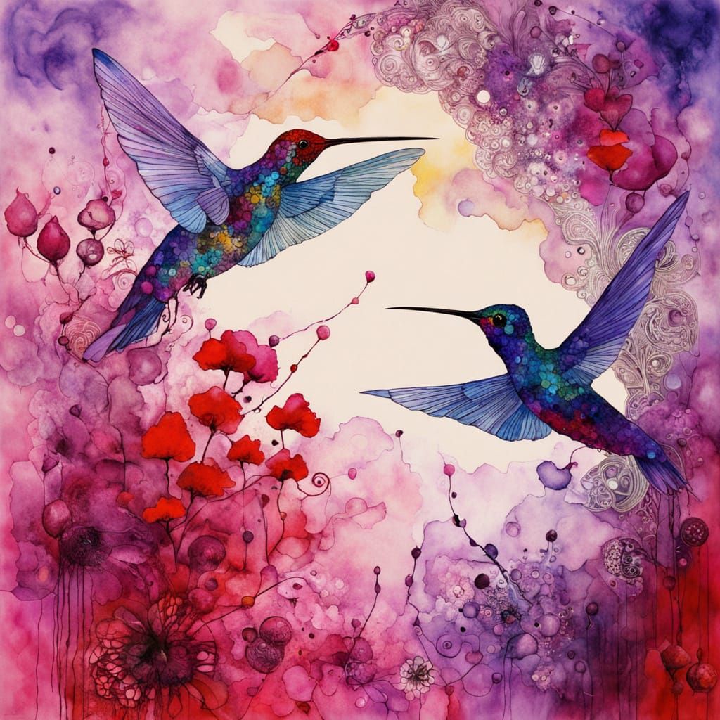 Hummingbird in Dreamy Vintage Filigree Style