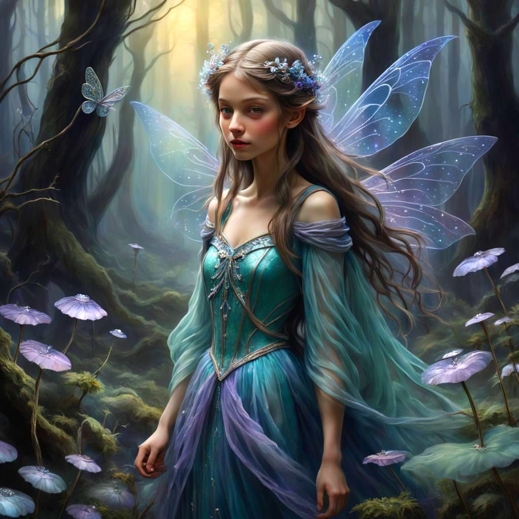 Moonlit Fairy Enchantress in Ancient Forest