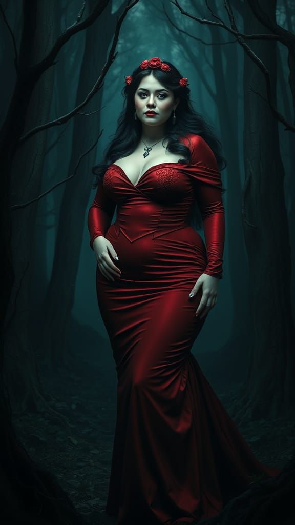 Snow White in Dark Forest: Gothic Digital Art