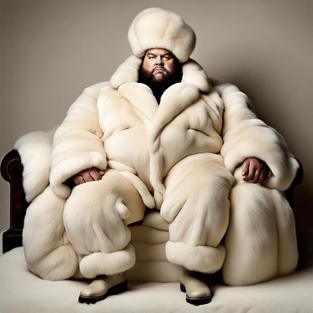 Fur-Clad Man Portrait with Bokeh Effect