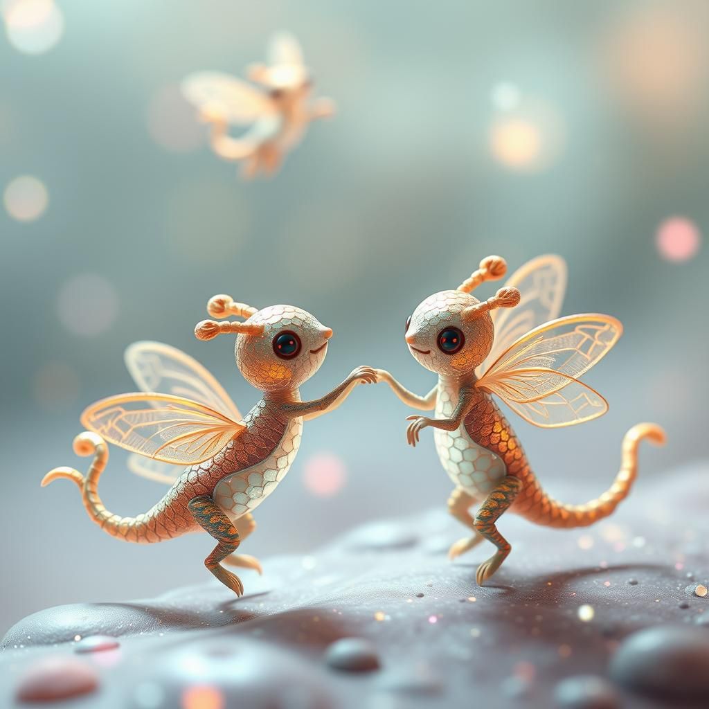 Whimsical Creatures in a Dreamlike Dance