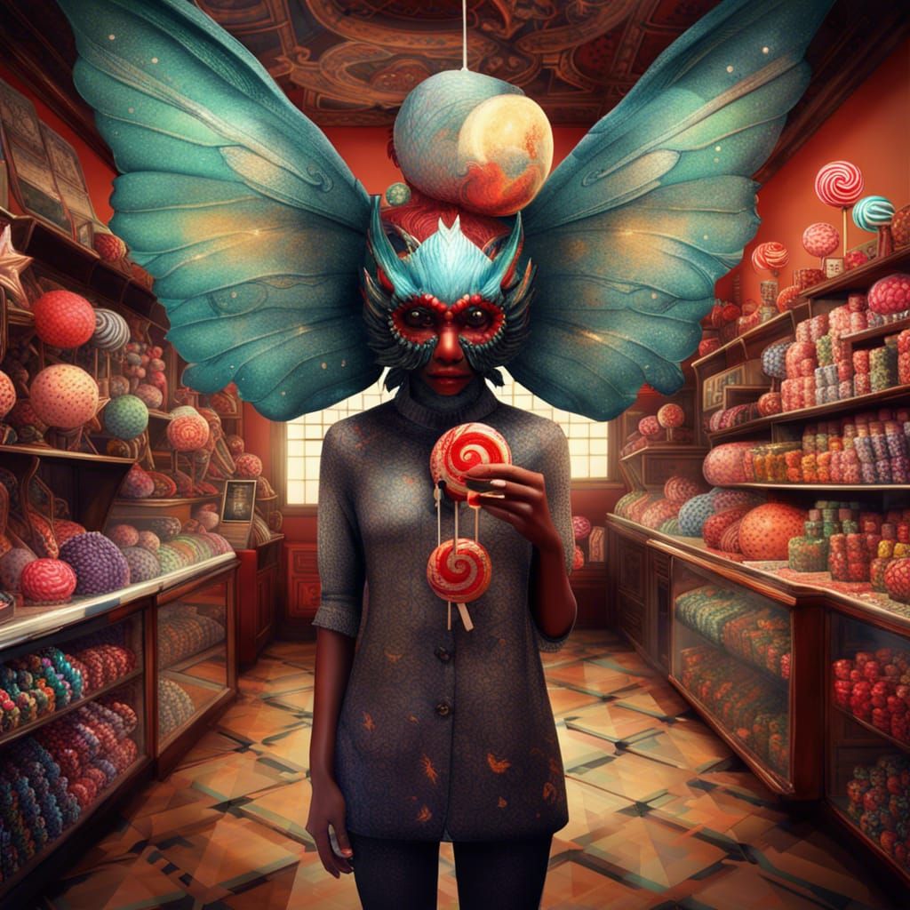Mothman in Candy Shop: Fantasycore Digital Art
