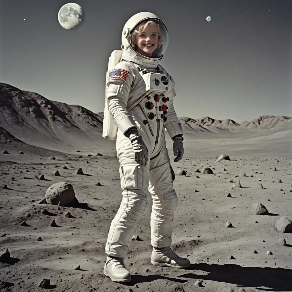 Marilyn Monroe on the Moon in Spacesuit