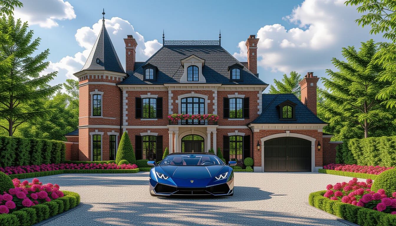 Victorian Chateau With Lamborghini In Monet Style