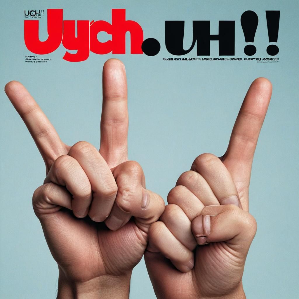 Hyperrealistic Magazine Cover with Thumbs Down Gesture