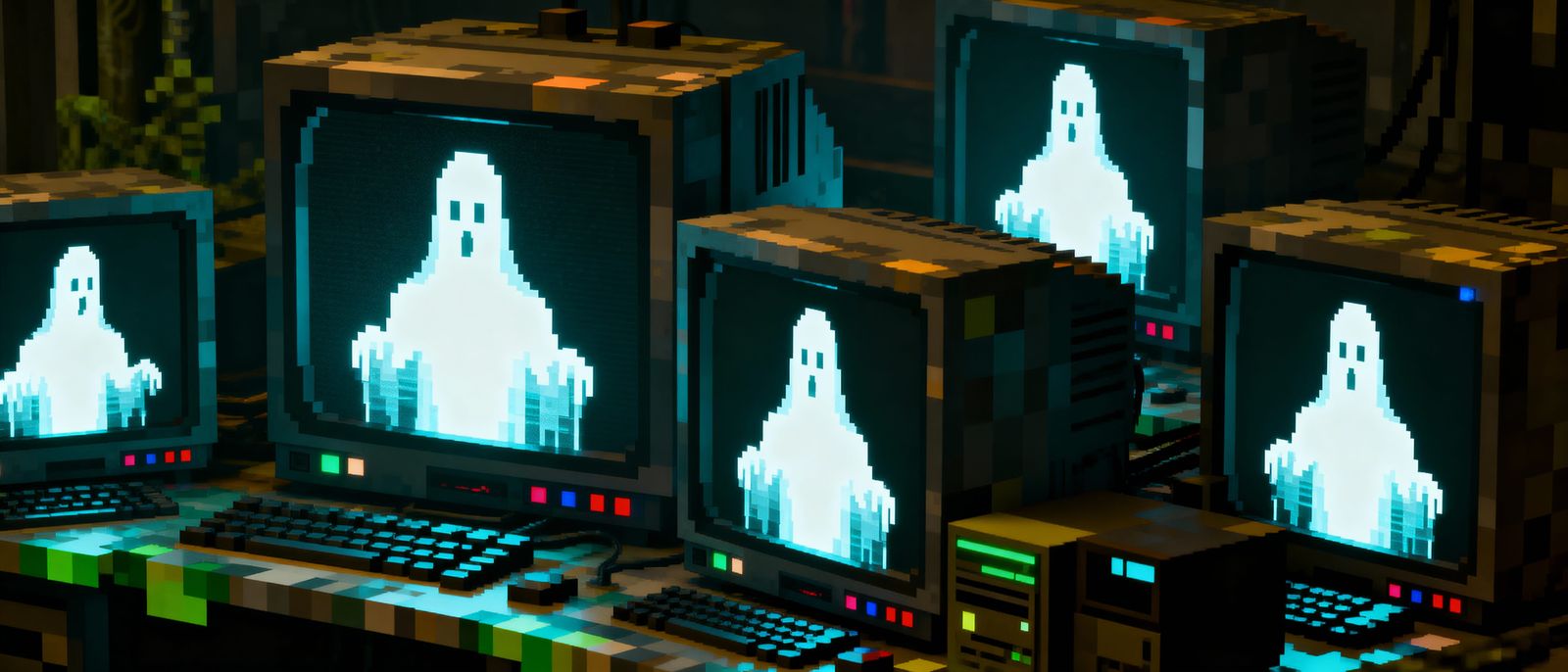 Surreal 3D Entities Communicating Through Screens in Pixel A...