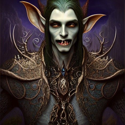Friendly Vampire Elf in Detailed Fantasy Illustration