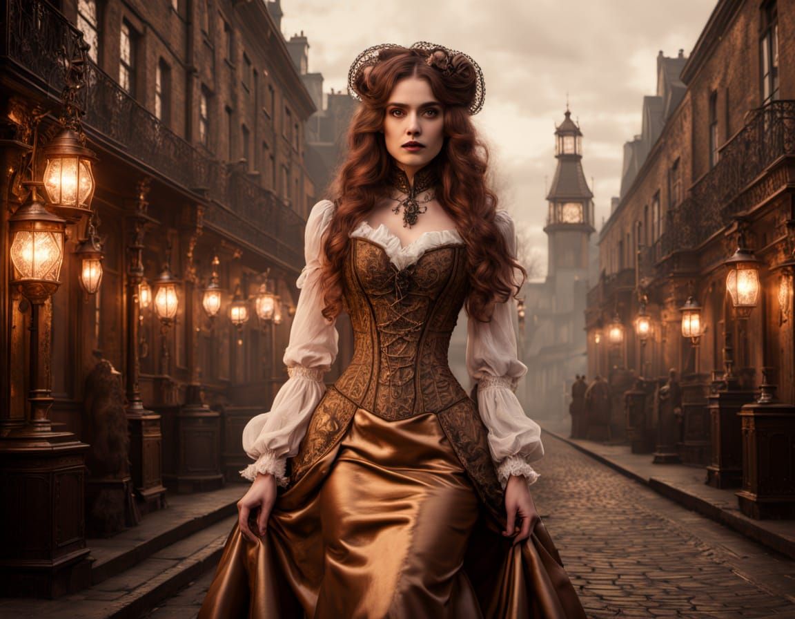 Steampunk Vampire Princess in Elegant Victorian Attire