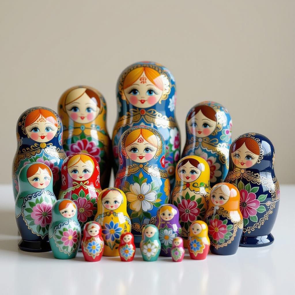 Separated Fifty-Piece Russian Nesting Doll Set