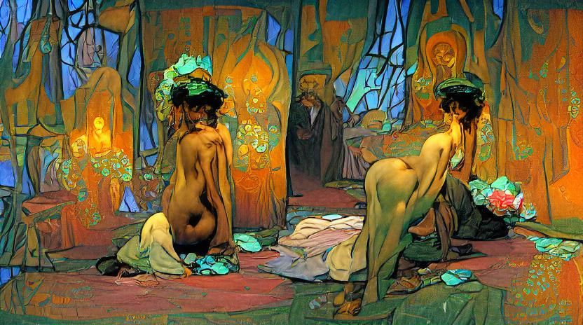 Melancholy Figure in Art Nouveau Style