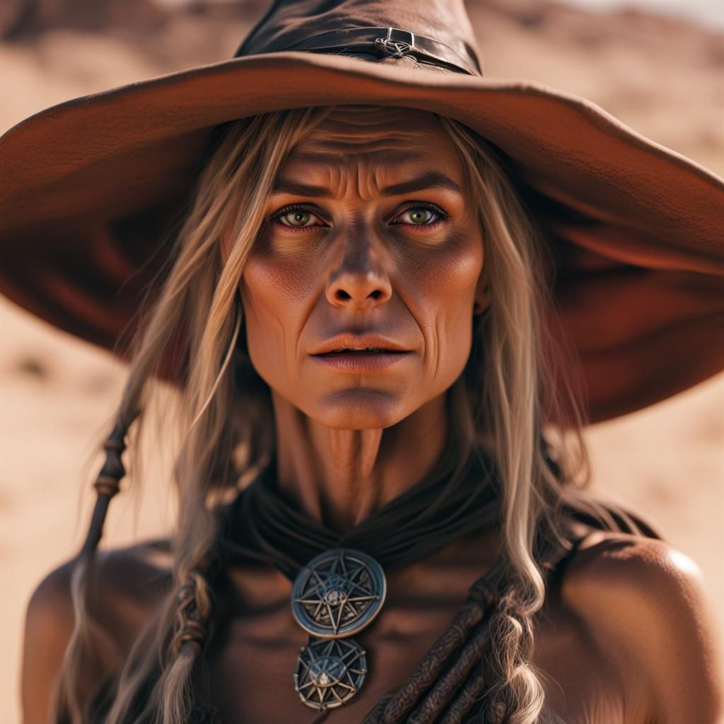 Desert Witch Portrait as Impressionistic Oil Painting