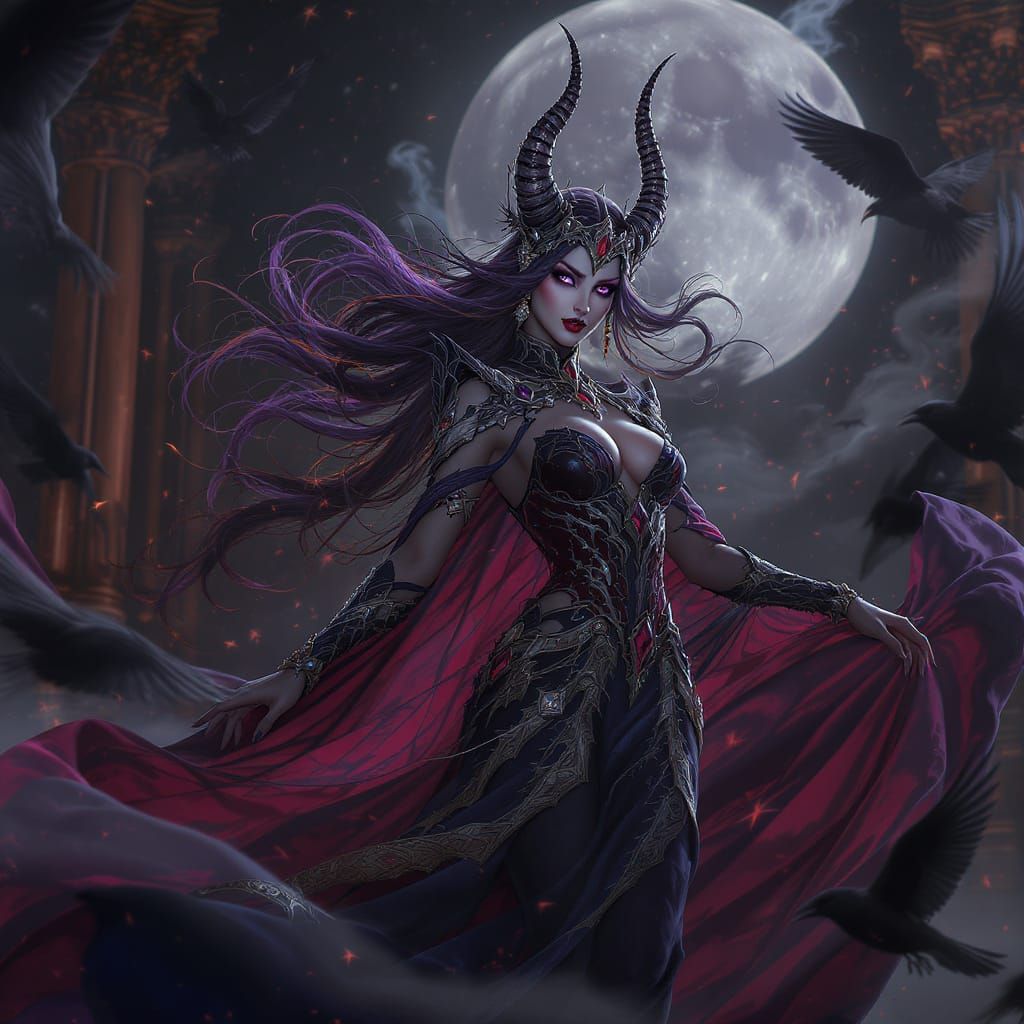 Mystical Witch Queen Dancing with Crows