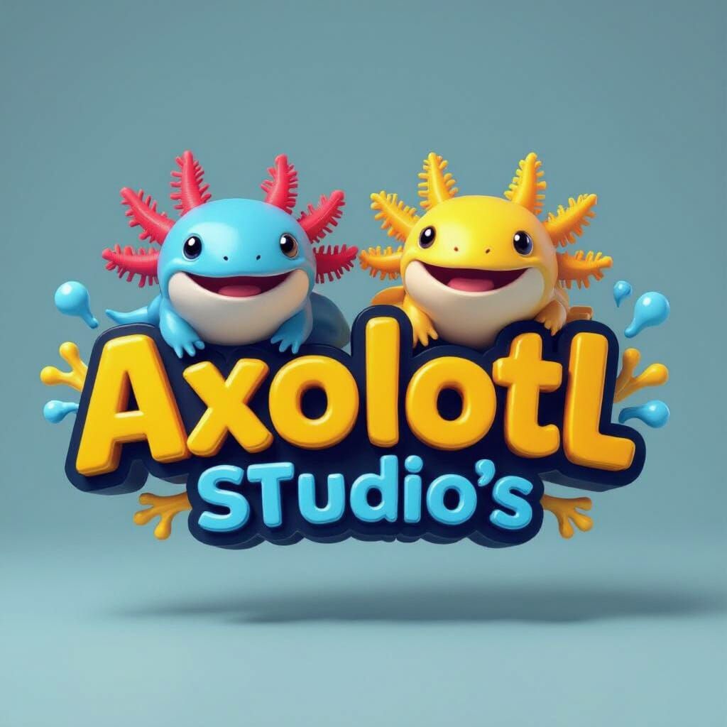 Axolotl Studio's 3D Game Logo with Roblox Axolotls