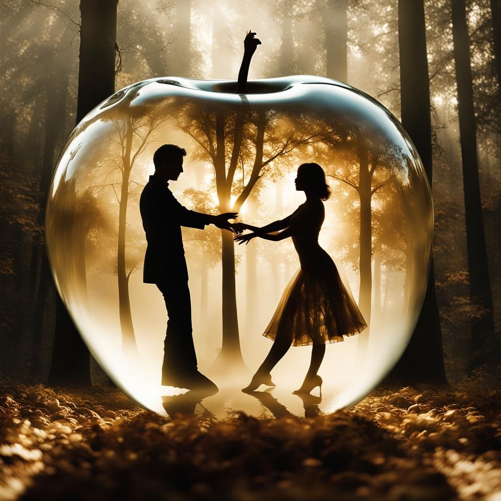 Glass Apple Dance: Double Exposure Photographic Composition