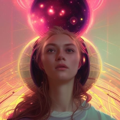 Electric Orbs Portrait in Hyperdetailed Style