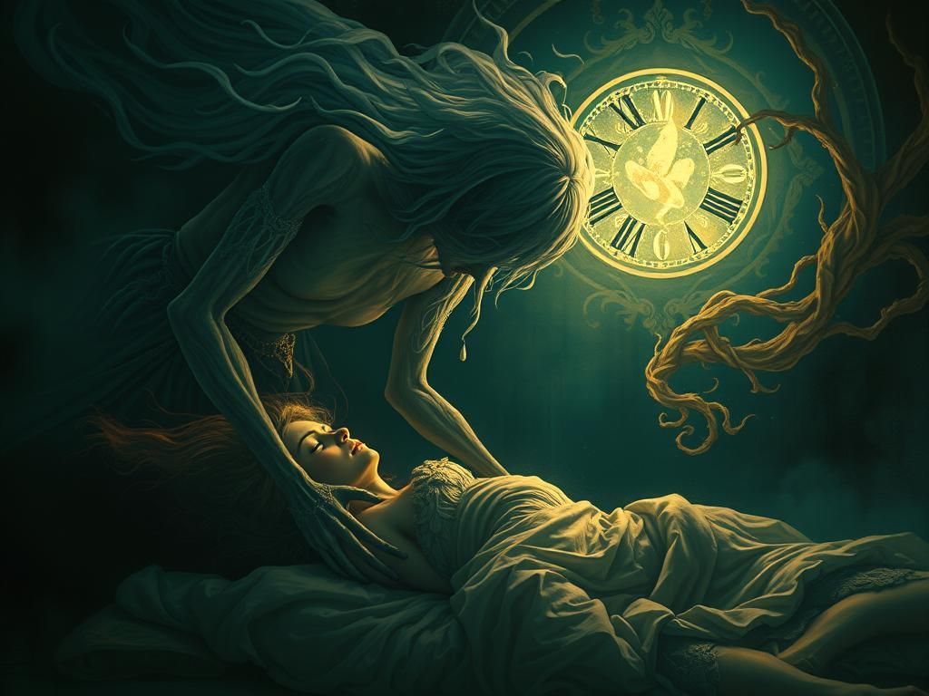 Ominous Spectral Figure over Sleeping Beauty