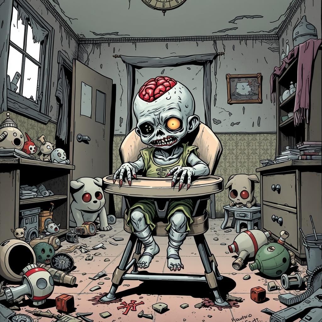Zombie Baby in Post-Apocalyptic Nursery