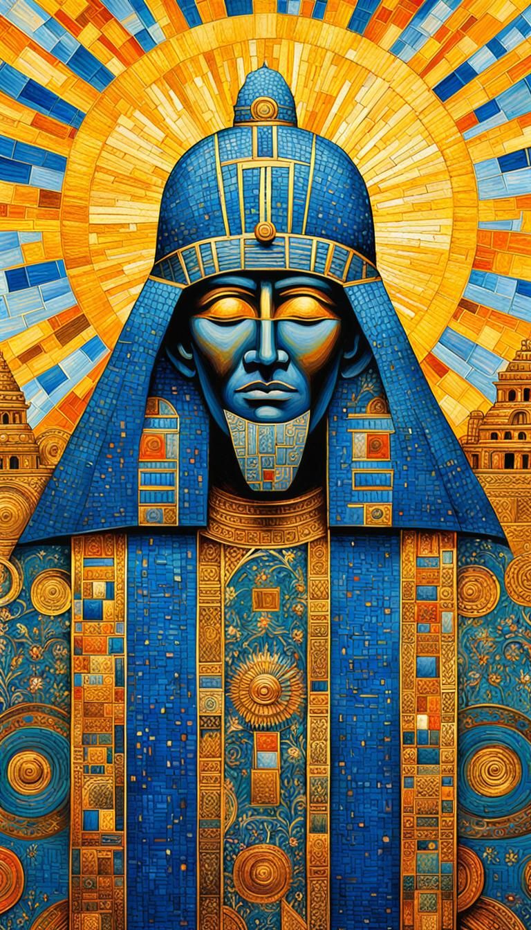 Inca Priest Ceremony in Impressionistic South American Style