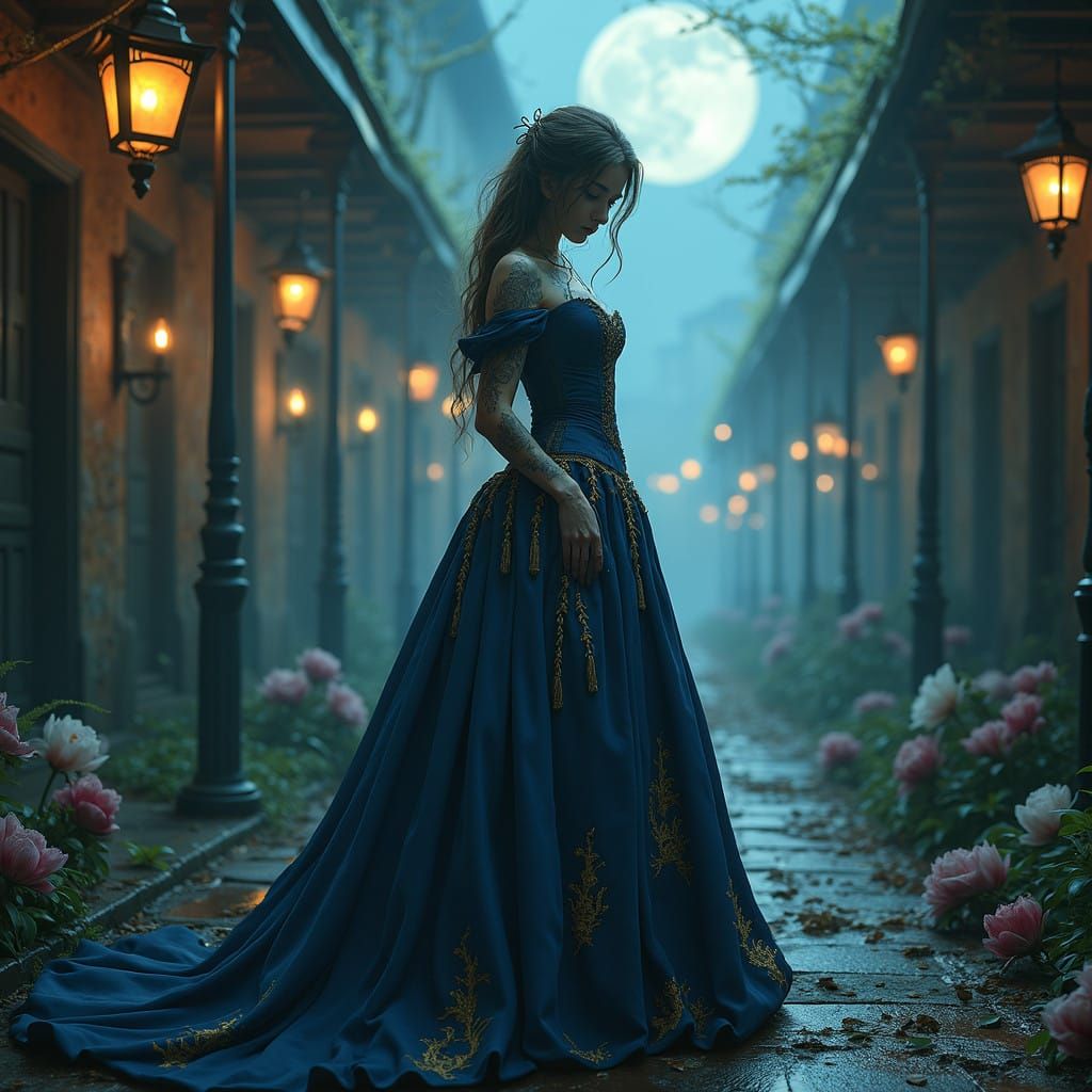 Southern Belle Elegy in Moonlit New Orleans