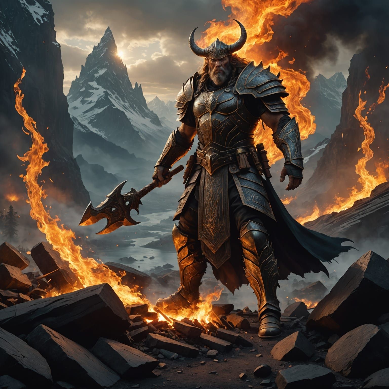 Epic Slavic God Svarog: Digital Matte Painting