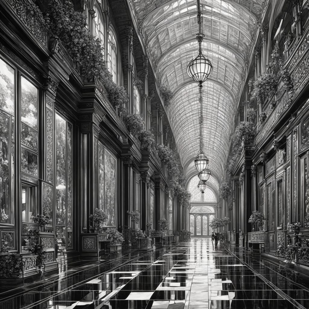 Ethereal Dream Hall in Vibrant Anime Style