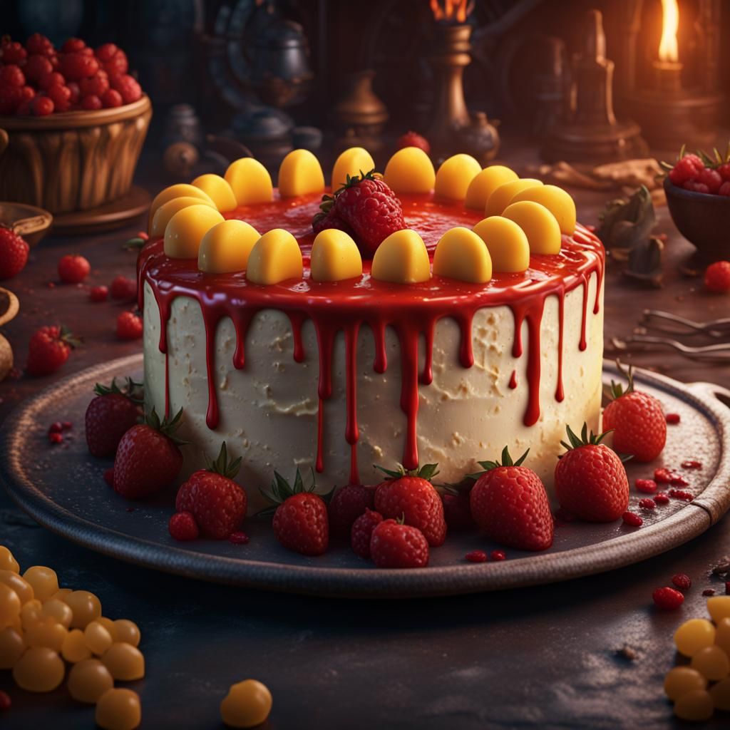 Tim Curry Cheesecake Advert: Detailed Matte Painting