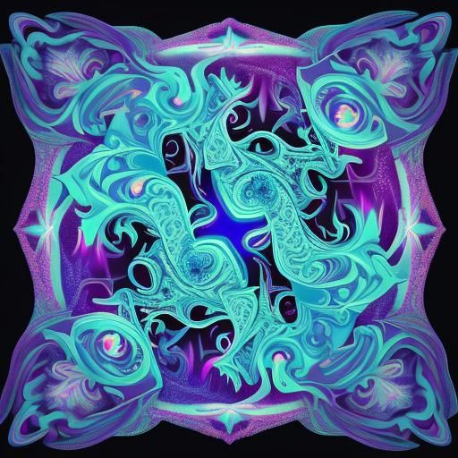 Majestic Unicorn with Princess in Fractal Art Style