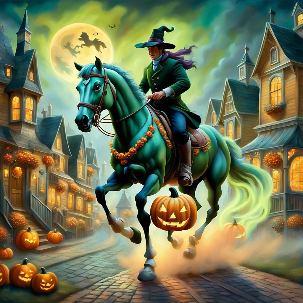 Pumpkin Horseman Races Through Halloween Town