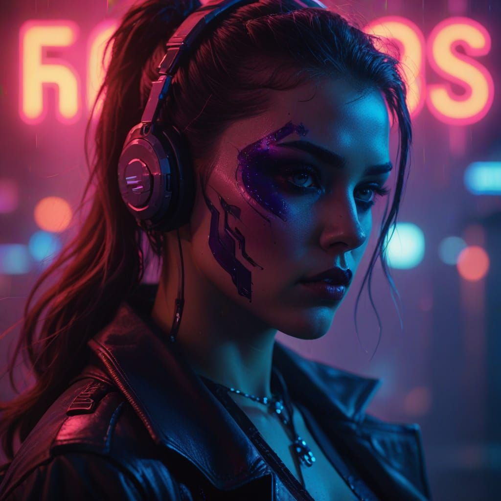 Gritty Futuristic Cityscape in Neon Noir Style