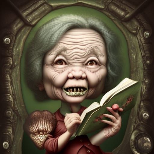 Granny Portrait in Pop Surrealism Style