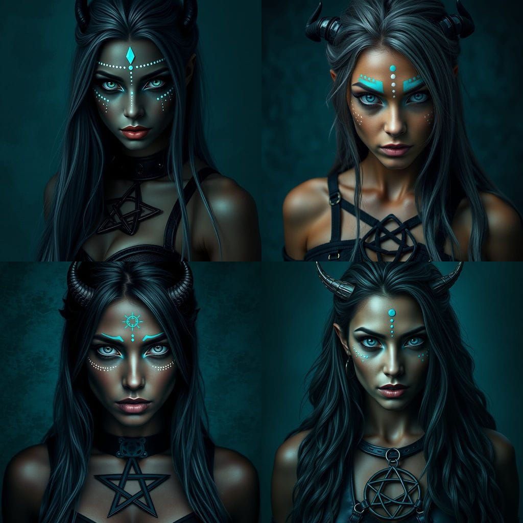 Dark Fantasy Goddess with Turquoise Face Paint