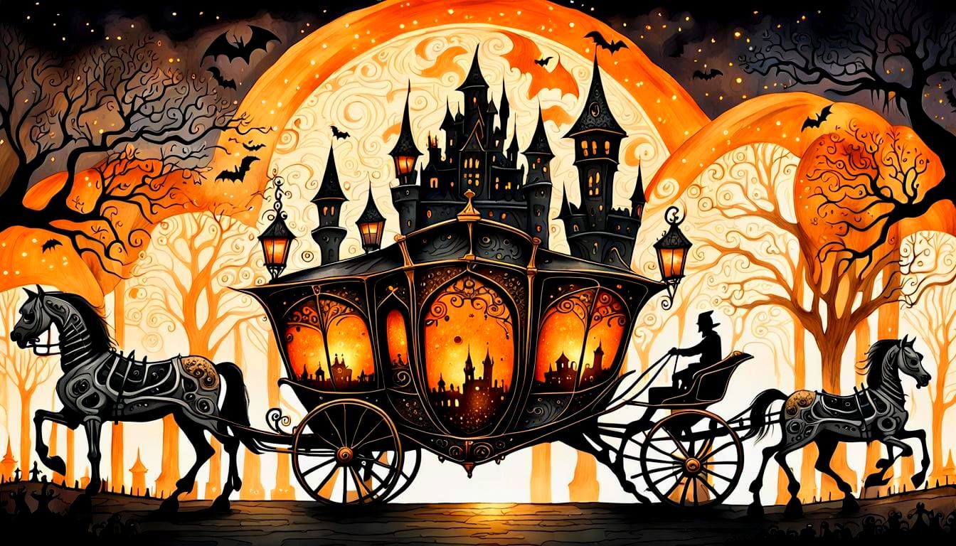 Bronze Pumpkin Carriage at Halloween Castle