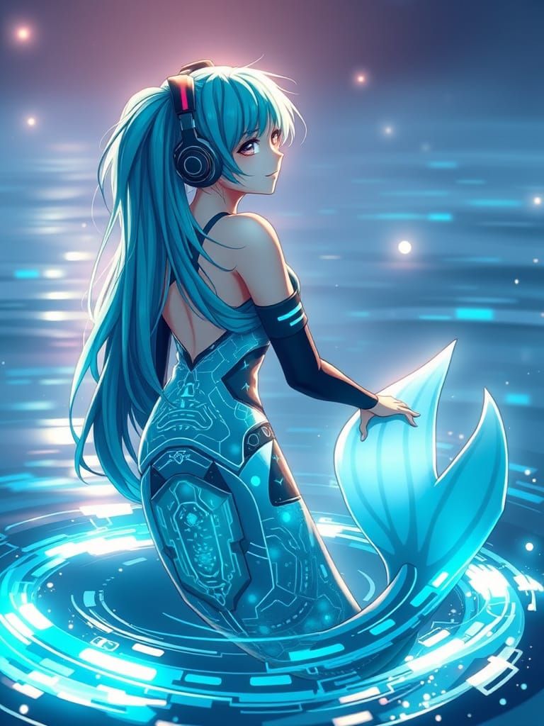 Hatsune Miku in Futuristic Mermaid Form