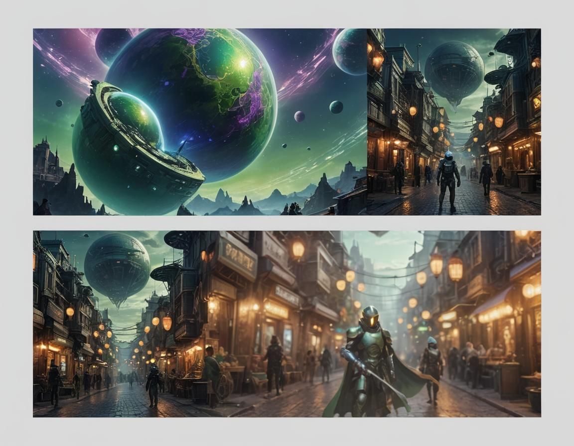 Futuristic Alien City Street Scene in Sci-Fi Style