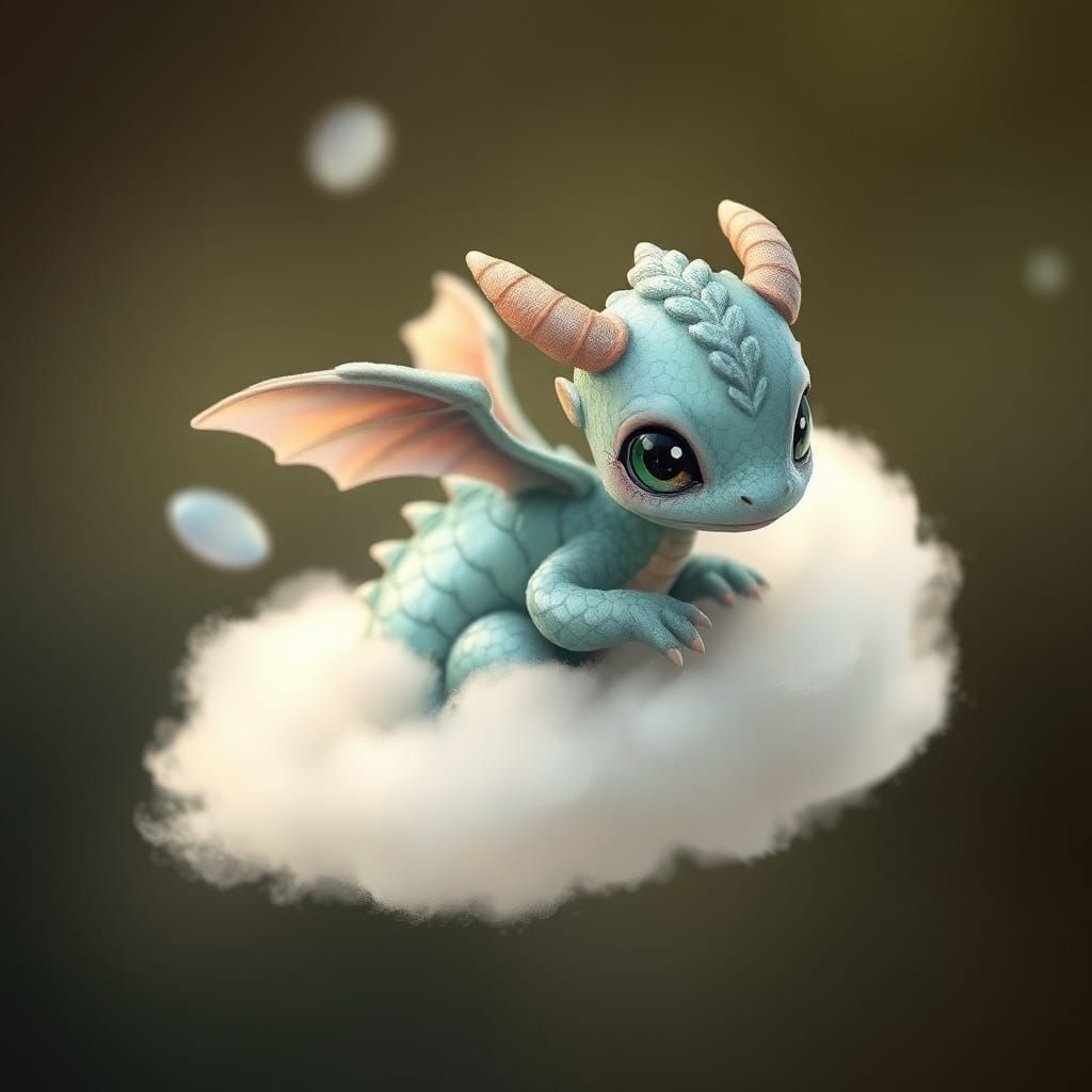 Baby Air Dragon in Dreamlike Fantasy Art Style