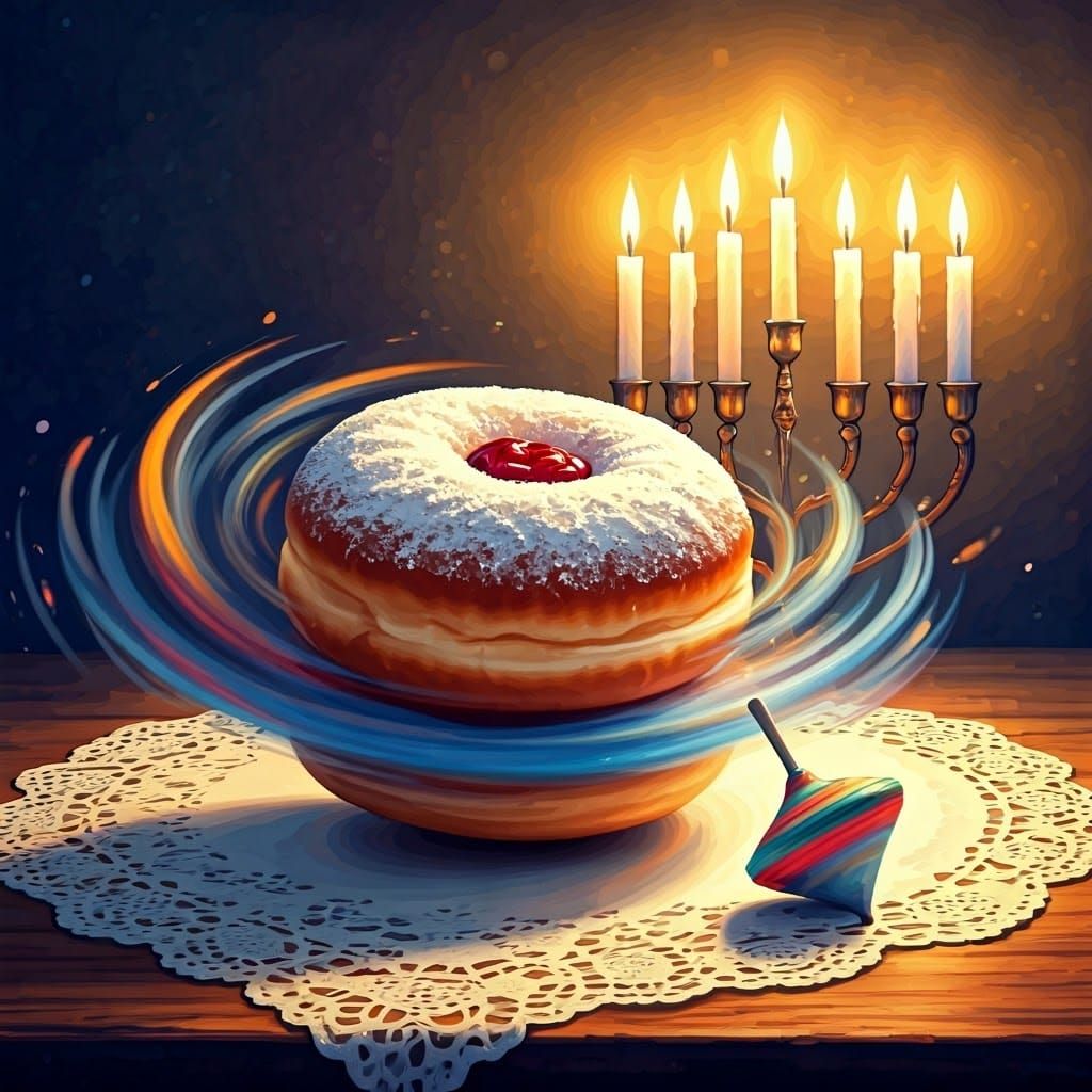 Whimsical Doughnut Scene as Watercolor Splatter Art