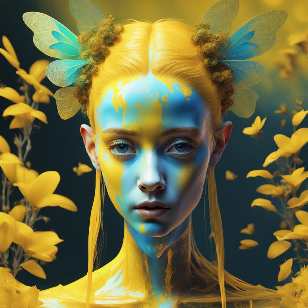 Fairy Portrait in Expressionist Glitchcore Style