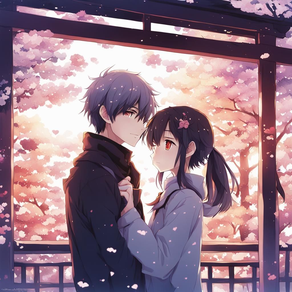 Anime Style Loving Couple Art