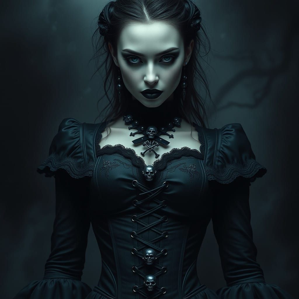 Dark Gothic Goddess in Victorian Corset
